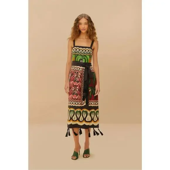 FARM Rio | Dresses | Farm Rio Womens Coconut Tree Flow Ecovero Euroflax  Dress Multi Size L Nwt | Poshmark